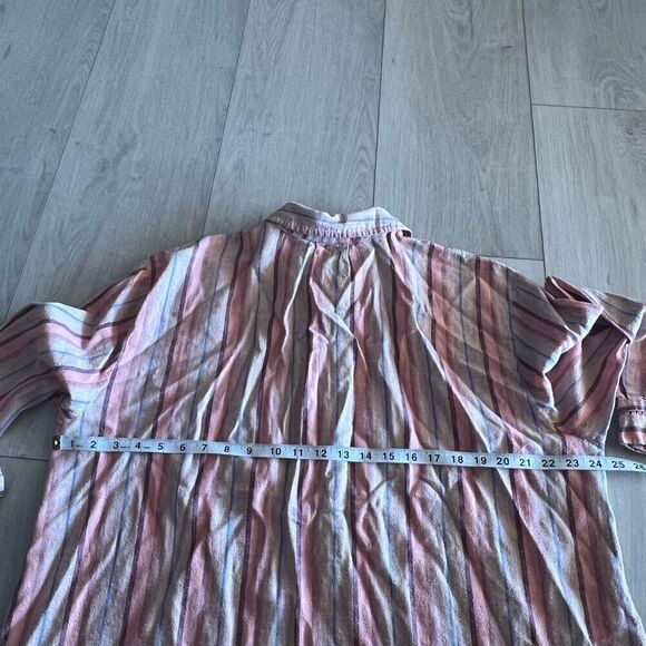 Anthropologie Maeve Lida Button Down Stripe Linen Top Pink size 1X - Picture 4 of 10